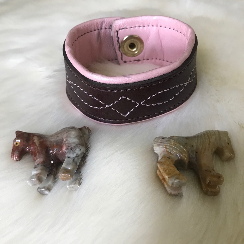 NWOT- brown/pink padded leather horse cuff